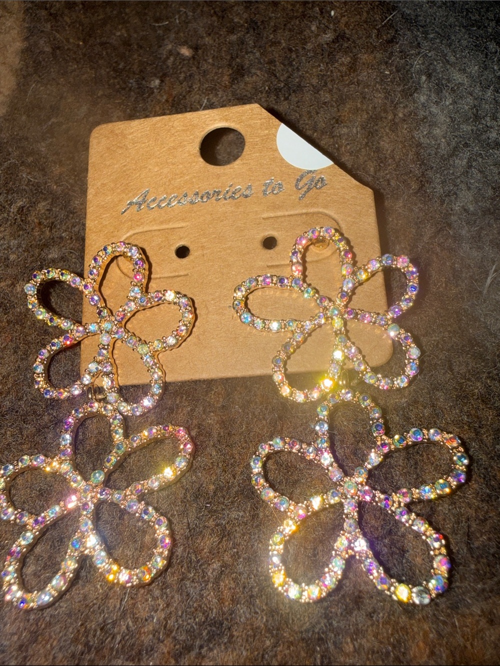 Multicolor Crystal Flower Drop Earrings - Gold